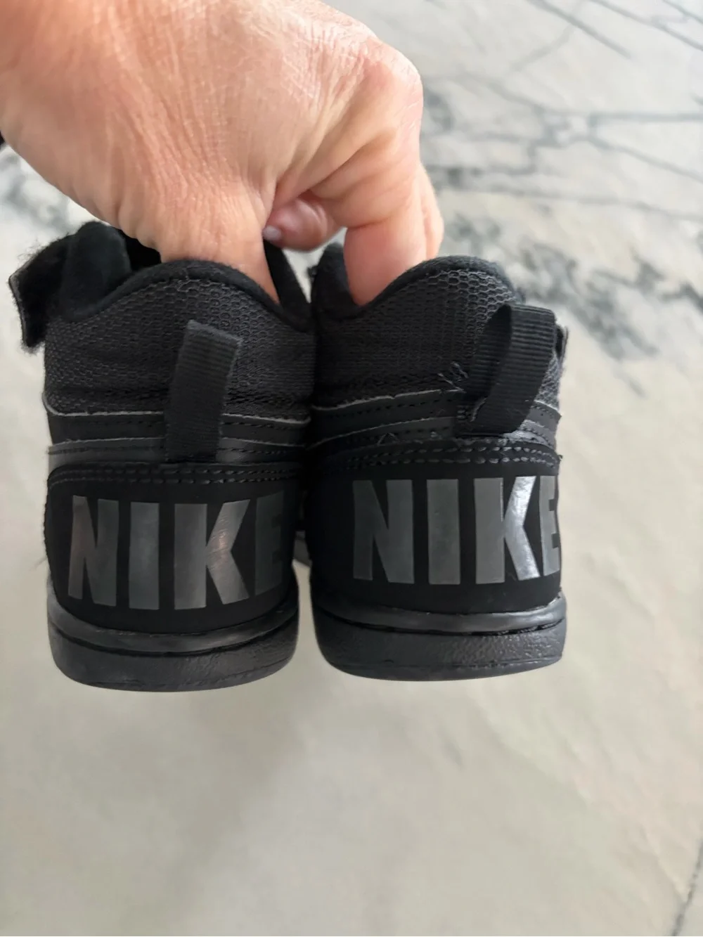 Nike Kids Black Mid-Top Sneakers with velcro Strap
